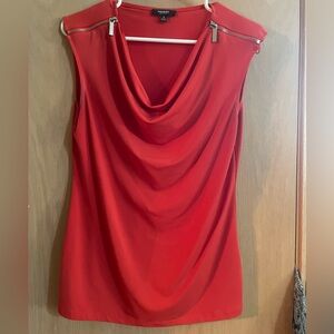 Premise Orange Sleeveless Draped Blouse